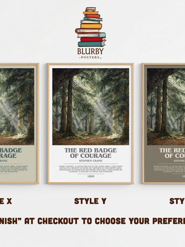 The Red Badge of Courage bookish print in frame leaning in hallway – historical fiction wall art