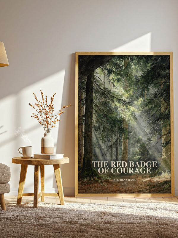The Red Badge Of Courage watercolour print in frame leaning in hallway – historical fiction wall art