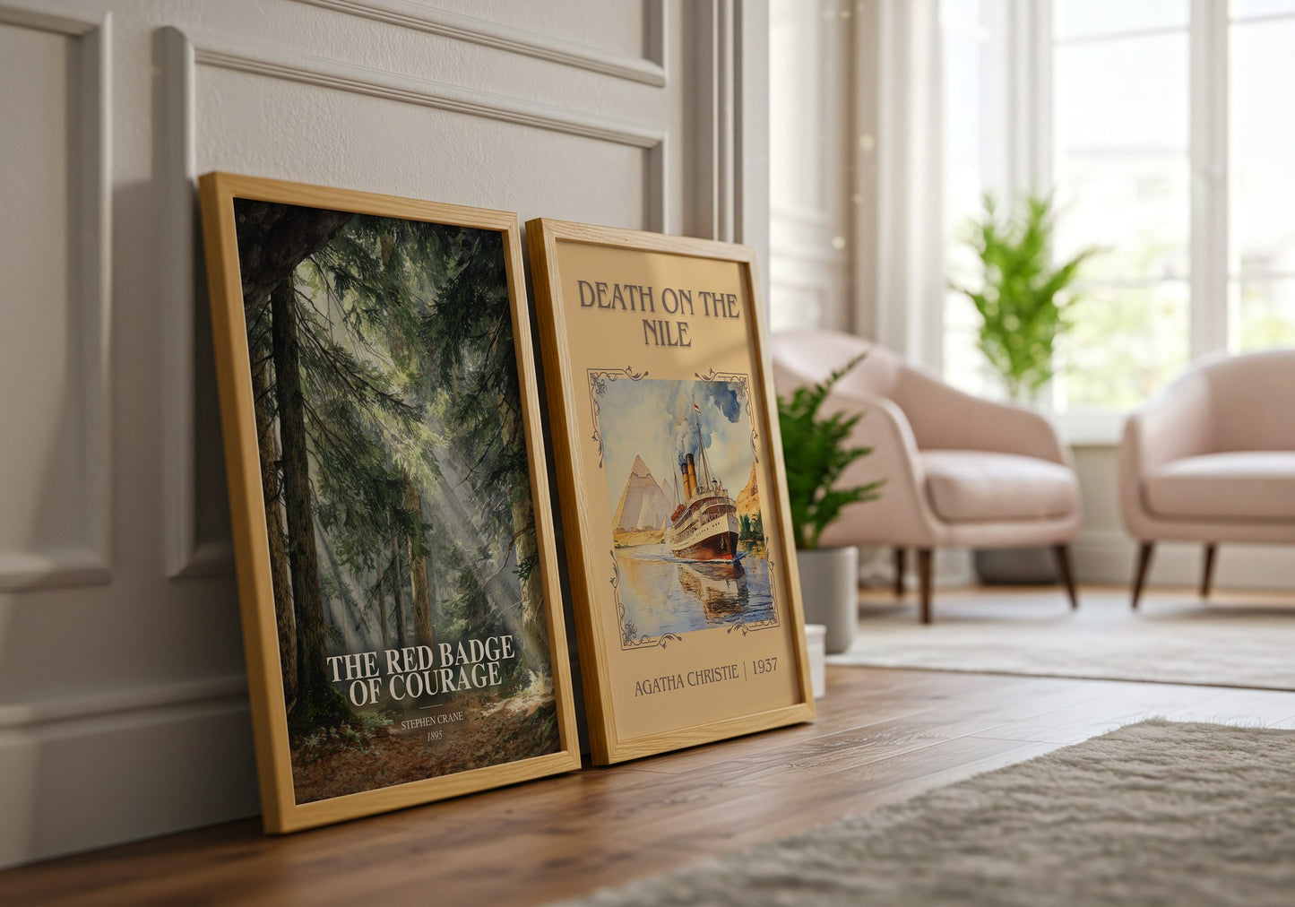 The Red Badge Of Courage watercolour print framed by window – literary home decor