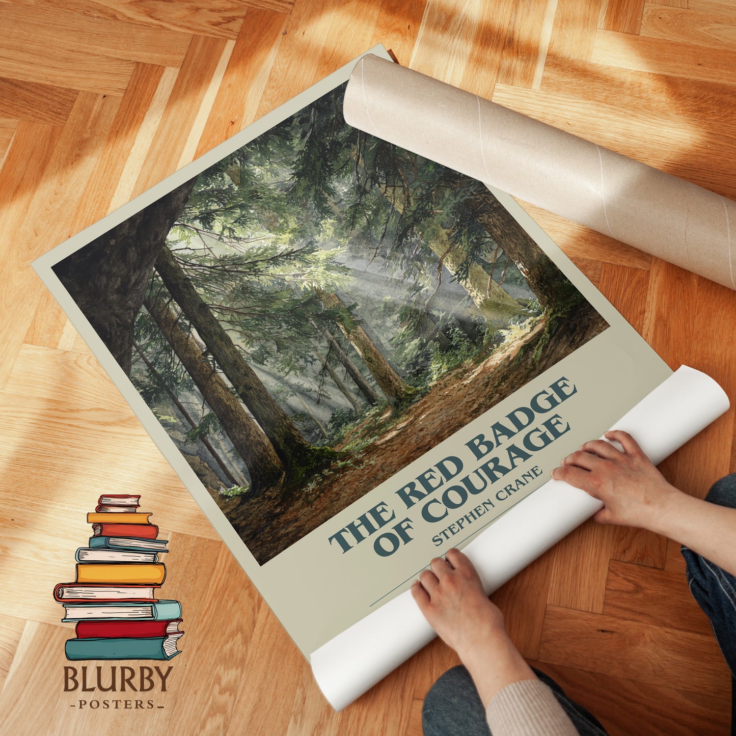 The Red Badge of Courage bookish print on bookshelf – Stephen Crane fan gift