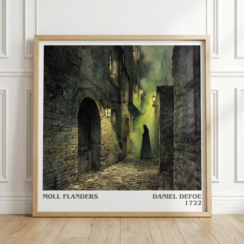 Moll Flanders literary print in frame leaning in hallway – classic literature wall art