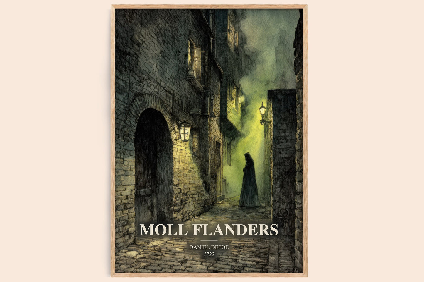 Moll Flanders watercolour book poster by Daniel Defoe – framed literary art print