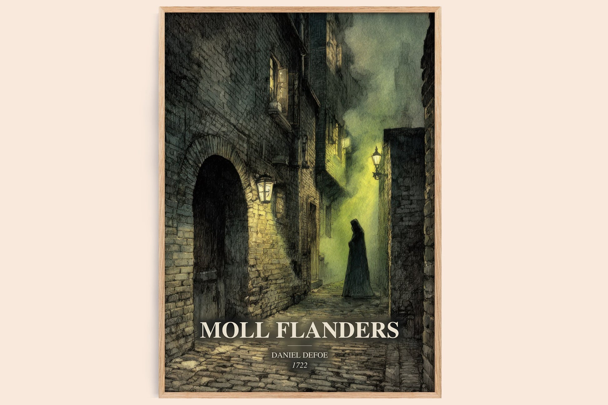 Moll Flanders watercolour book poster by Daniel Defoe – framed literary art print
