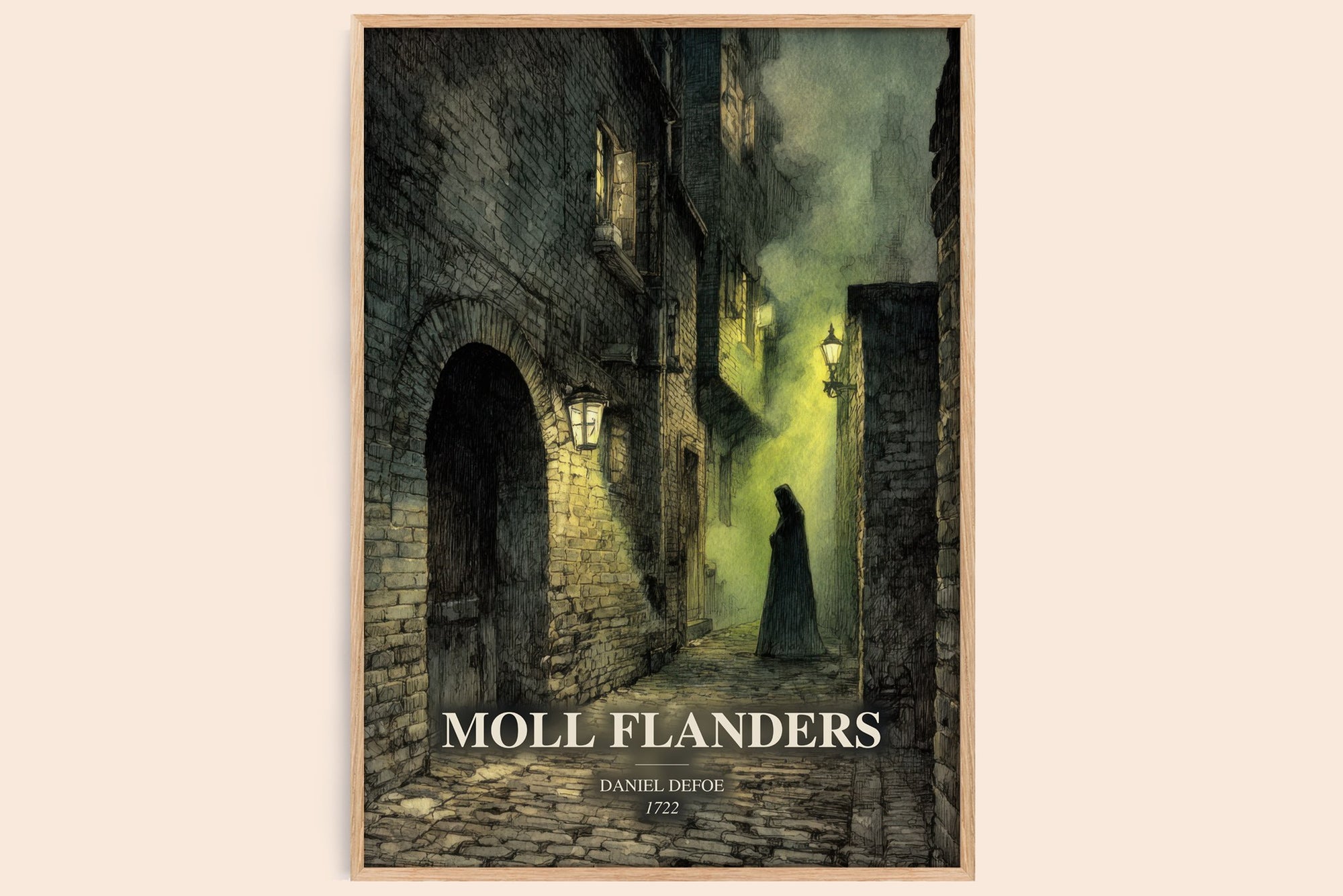 Moll Flanders watercolour book poster by Daniel Defoe – framed literary art print