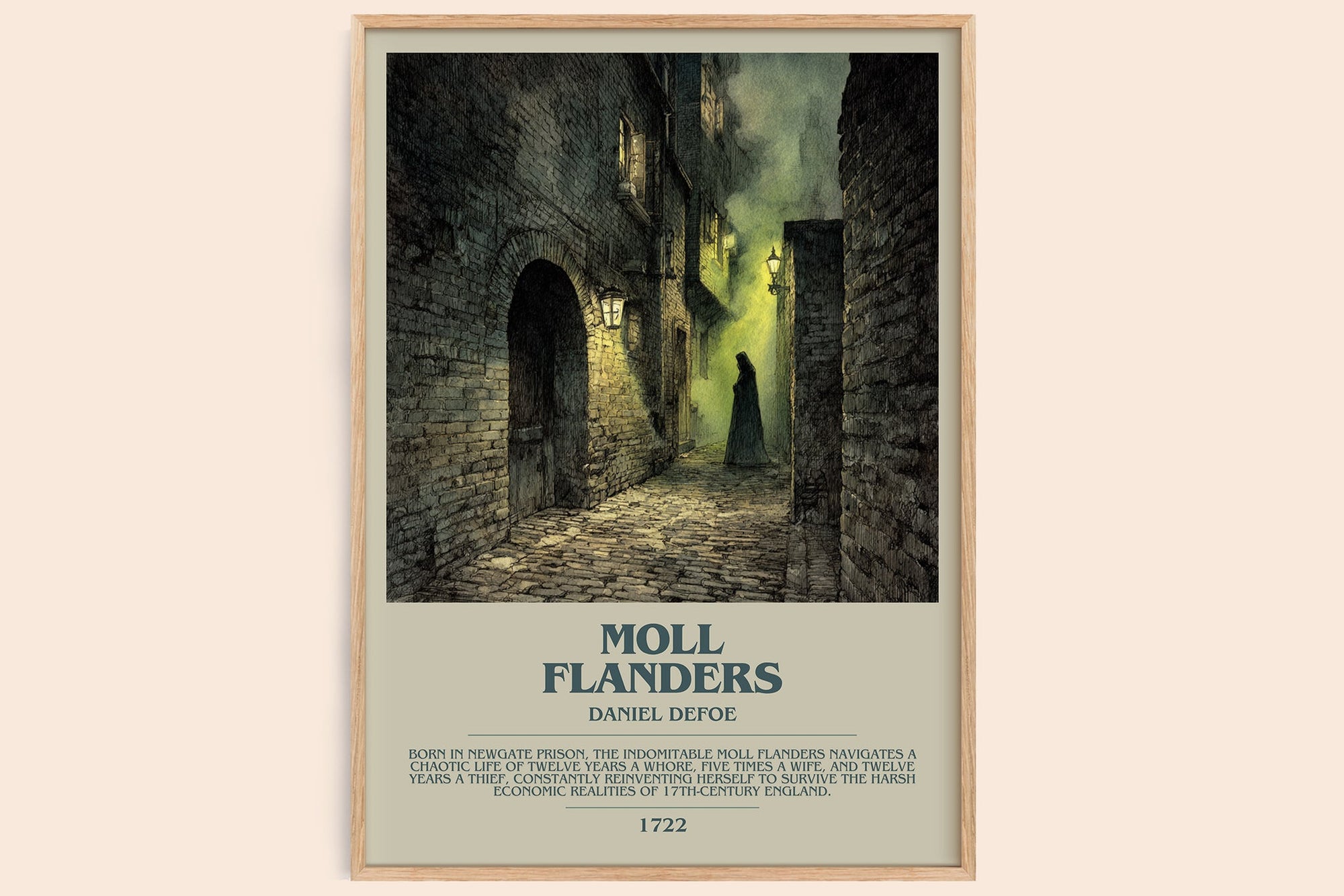 Moll Flanders bookish book poster by Daniel Defoe – framed literary art print