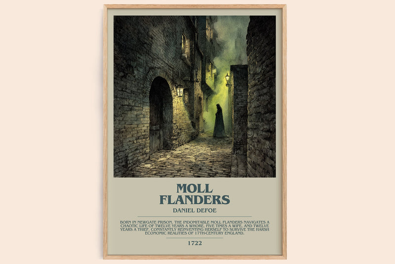 Moll Flanders bookish book poster by Daniel Defoe – framed literary art print