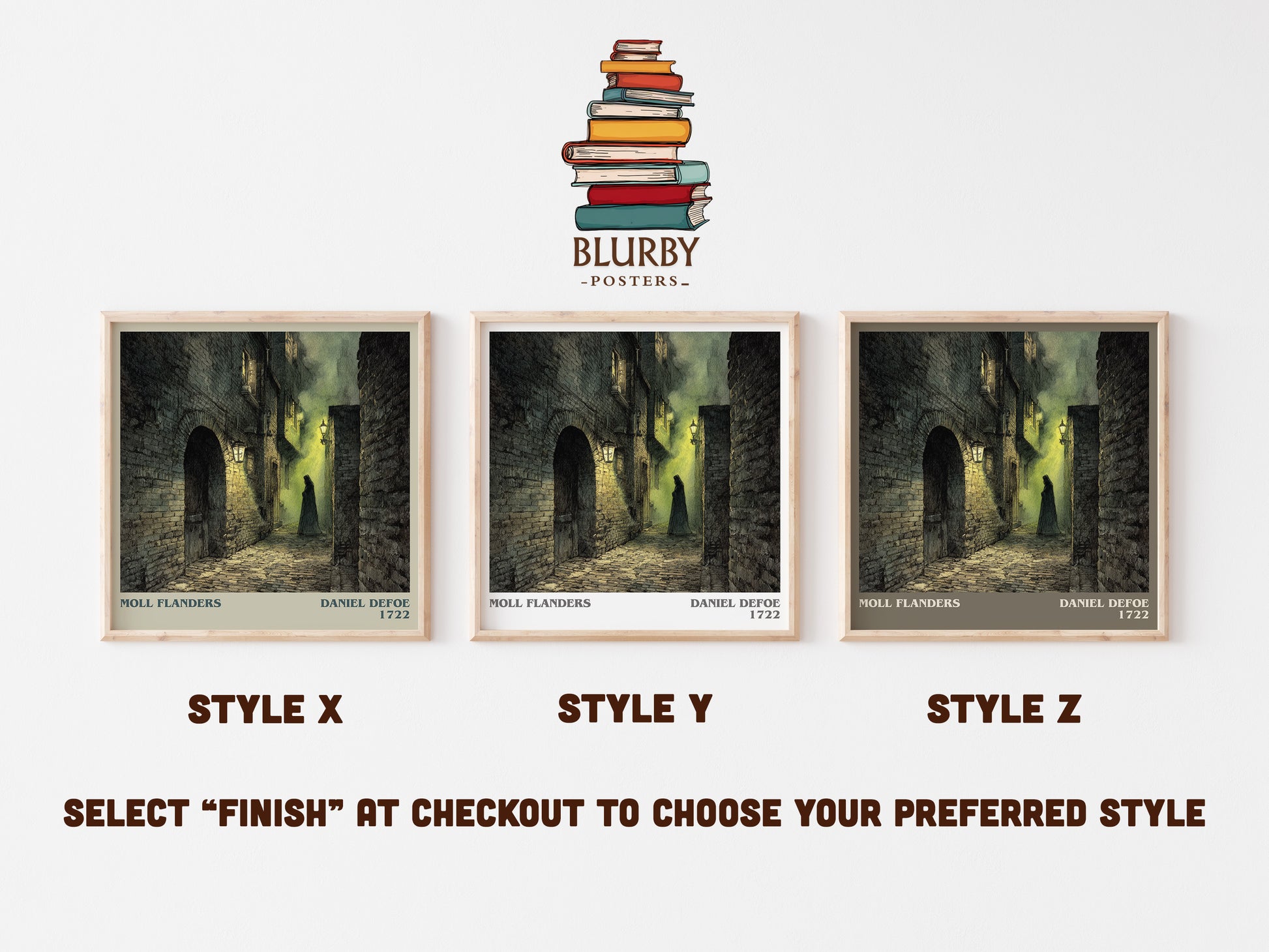 Moll Flanders literary art print colour and style options – Daniel Defoe book art