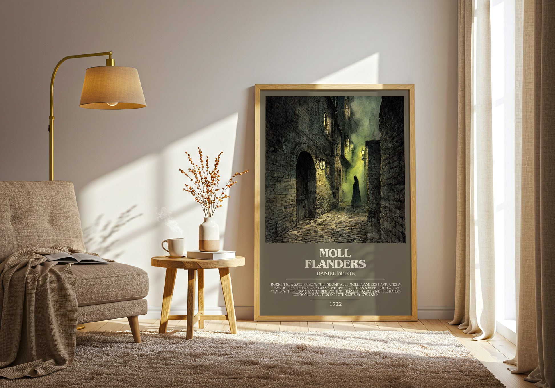 Moll Flanders bookish print framed by window – literary home decor
