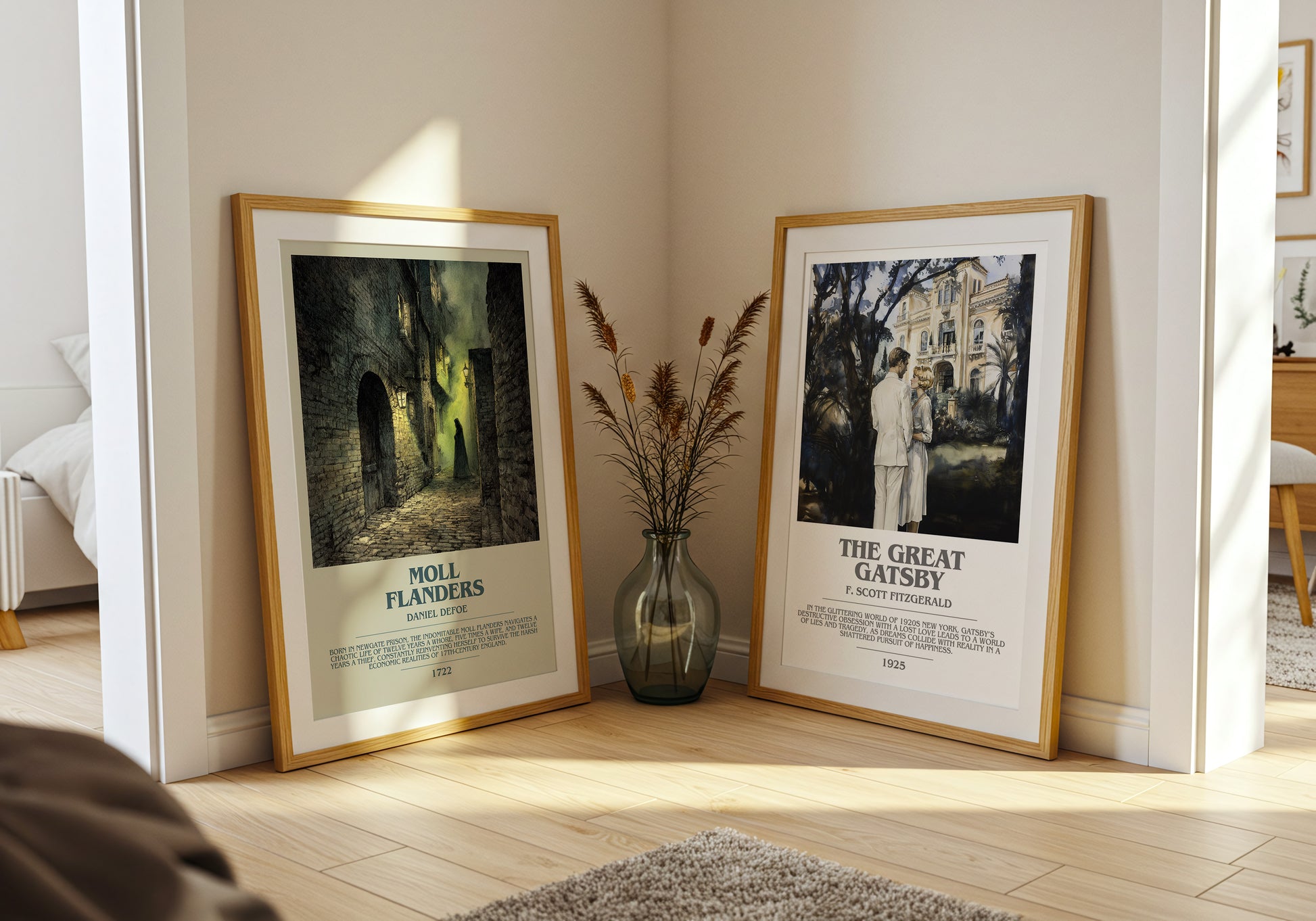 Moll Flanders bookish book poster framed on wall – classic literature wall art