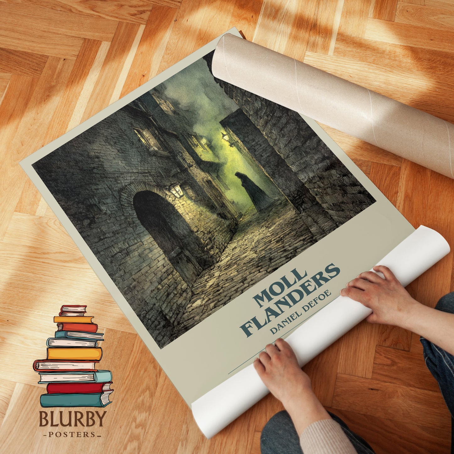Moll Flanders bookish print on bookshelf – Daniel Defoe fan gift