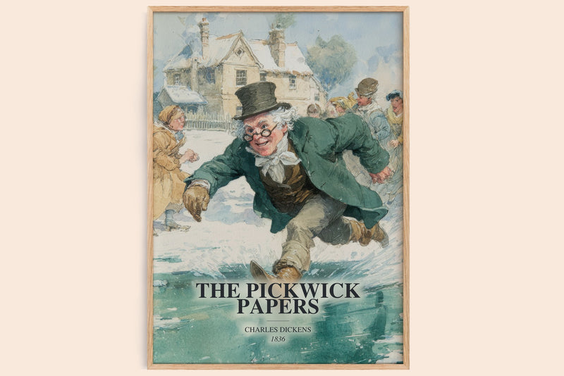 The Pickwick Papers watercolour book poster by Charles Dickens – framed literary art print