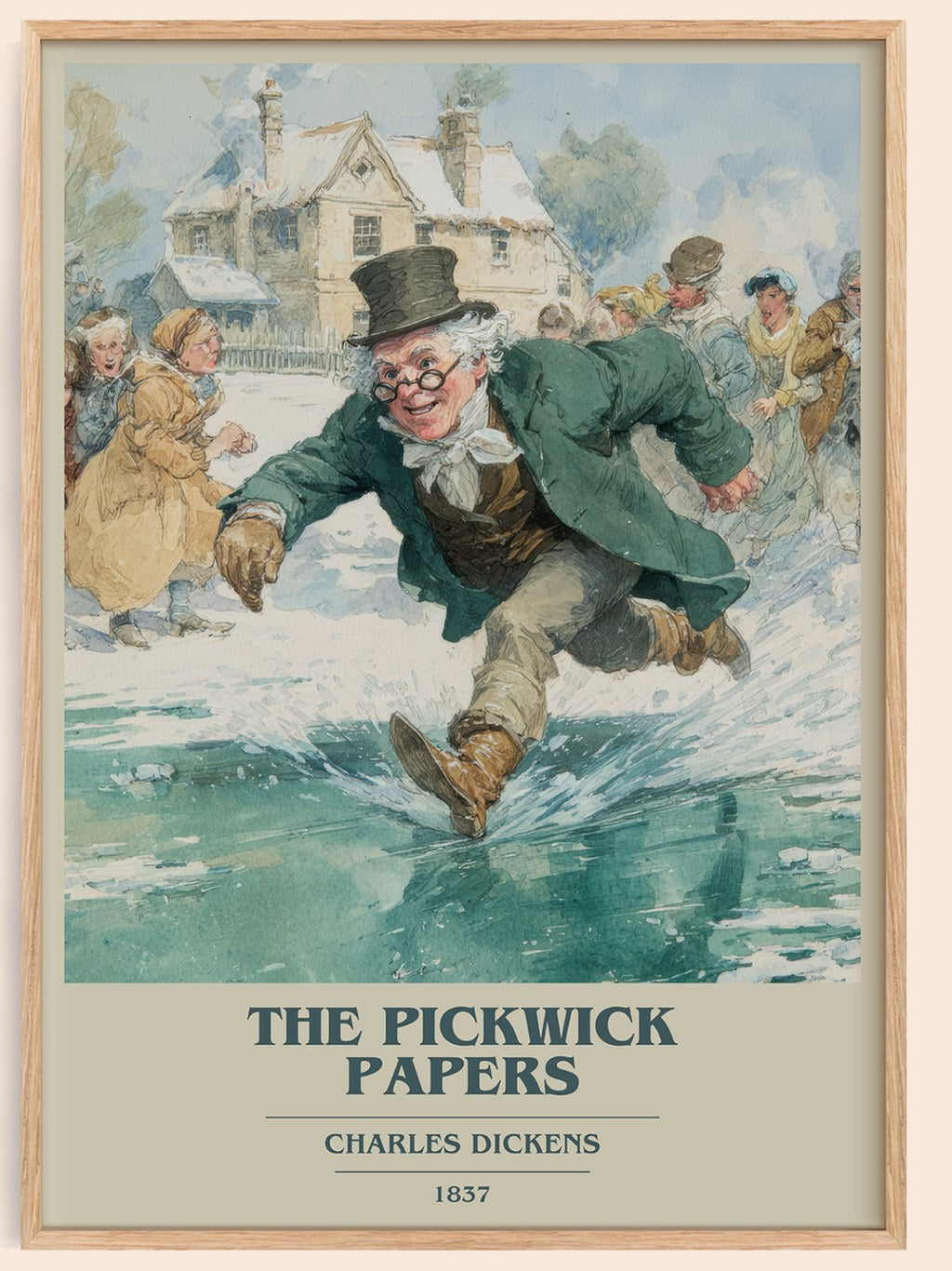 The Pickwick Papers Book Cover Poster by Charles Dickens – framed poster