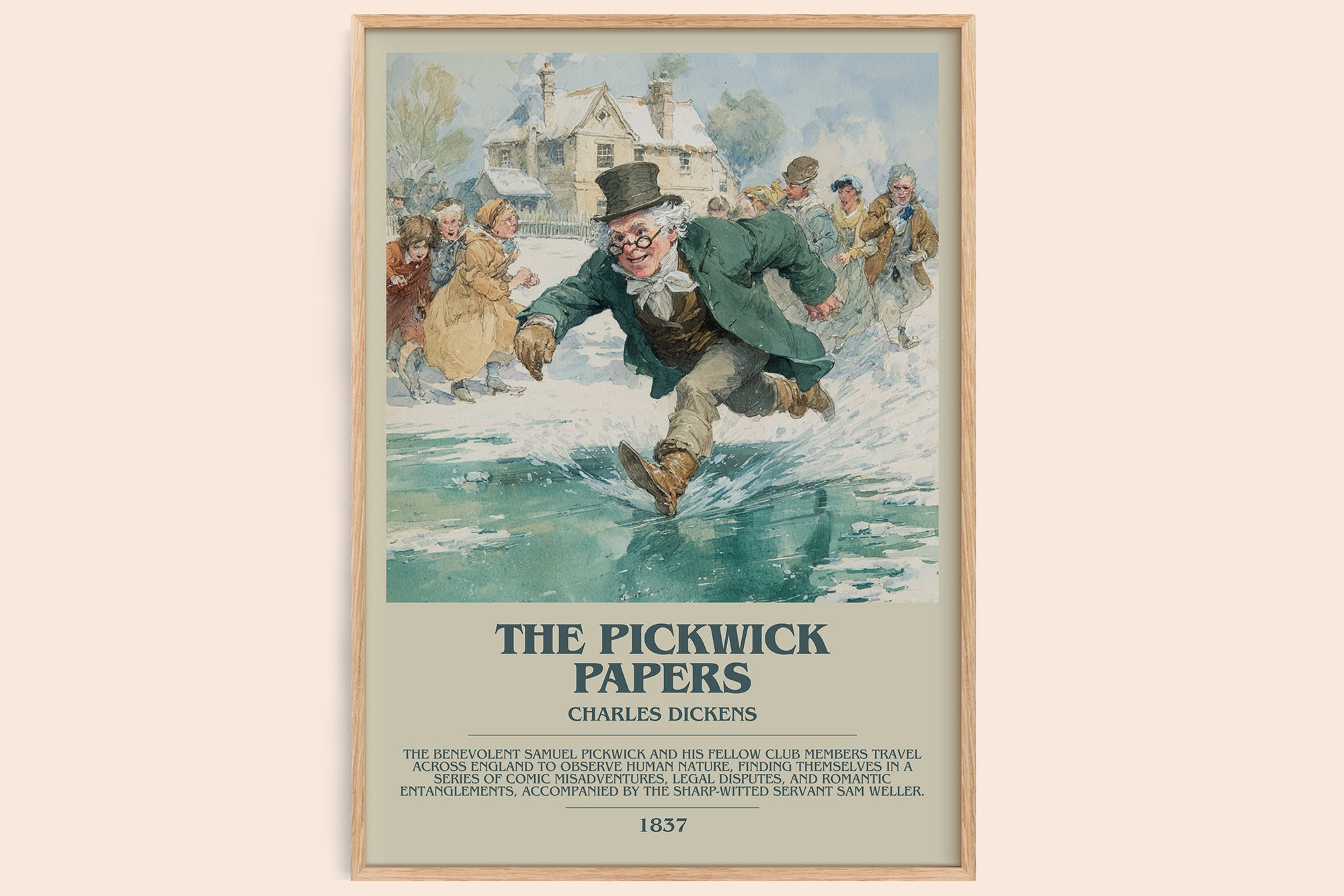 The Pickwick Papers bookish book poster by Charles Dickens – framed literary art print