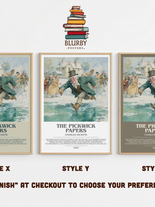 The Pickwick Papers bookish print in frame leaning in hallway – classic literature wall art