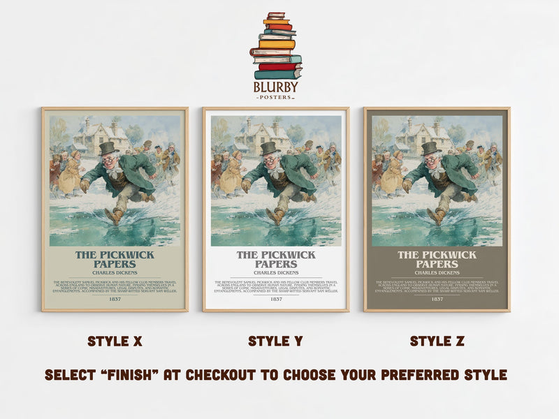 The Pickwick Papers bookish print in frame leaning in hallway – classic literature wall art