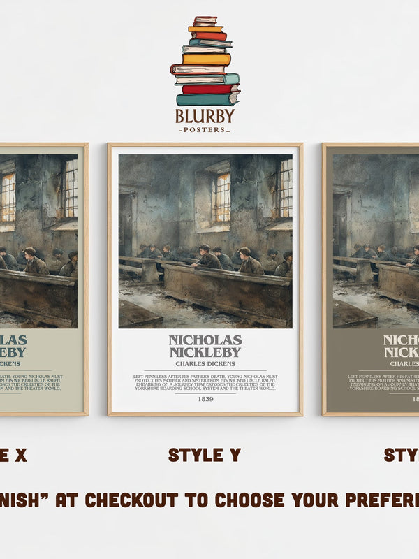 Nicholas Nickleby bookish print in frame leaning in hallway – classic literature wall art