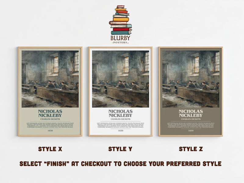 Nicholas Nickleby bookish print in frame leaning in hallway – classic literature wall art