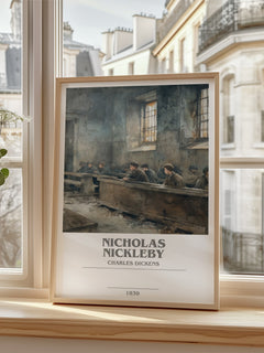 Nicholas Nickleby Bookish Wall Art by Charles Dickens – framed print by a bright window