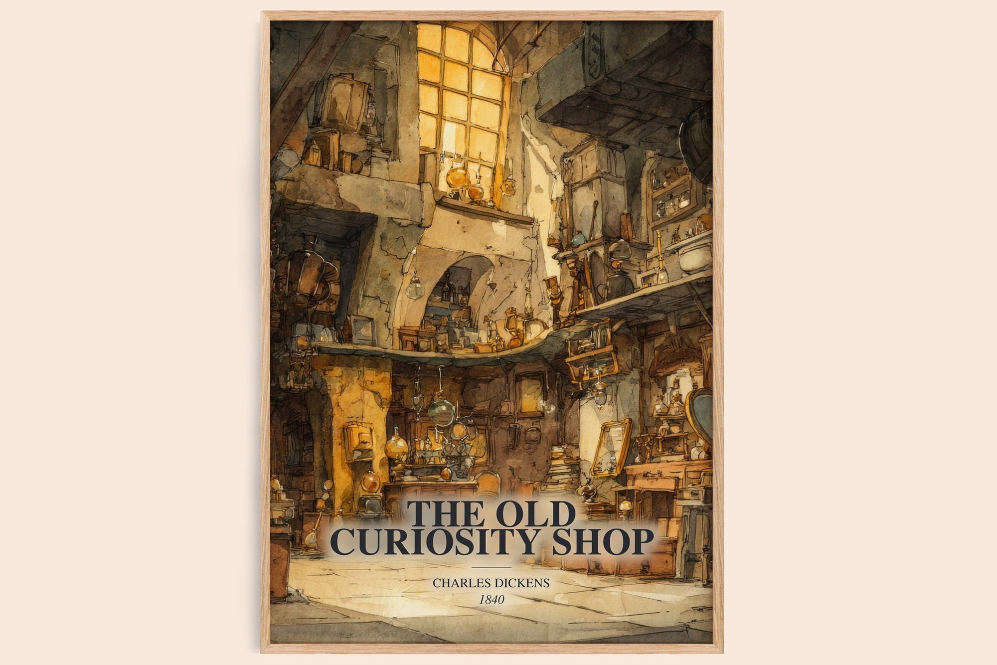 The Old Curiosity Shop watercolour book poster by Charles Dickens – framed literary art print