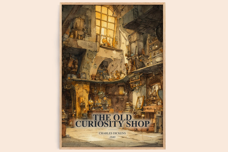 The Old Curiosity Shop watercolour book poster by Charles Dickens – framed literary art print