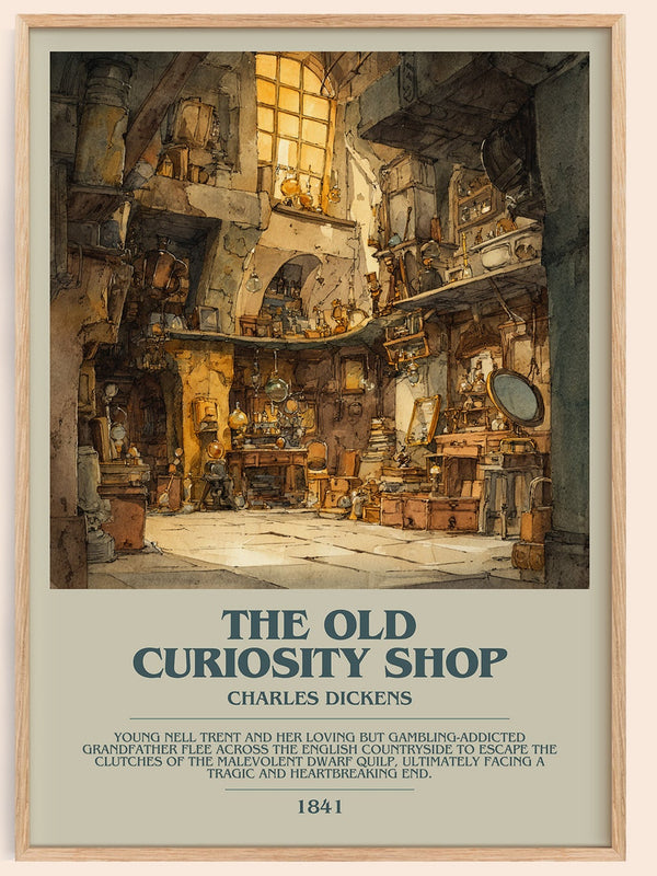 The Old Curiosity Shop bookish book poster by Charles Dickens – framed literary art print