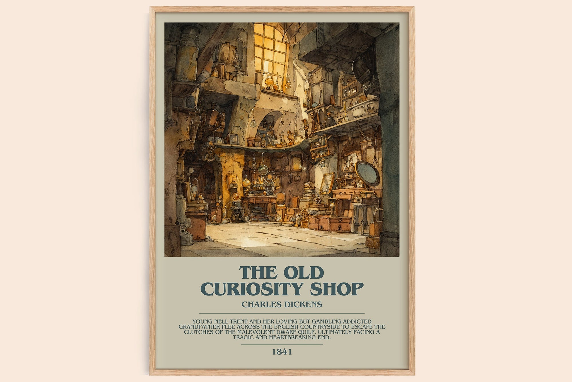 The Old Curiosity Shop bookish book poster by Charles Dickens – framed literary art print