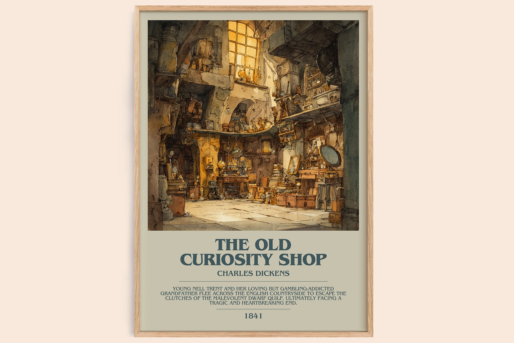The Old Curiosity Shop bookish book poster by Charles Dickens – framed literary art print