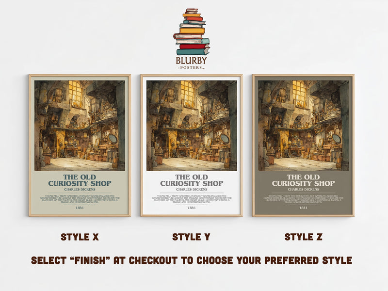 The Old Curiosity Shop bookish print in frame leaning in hallway – classic literature wall art