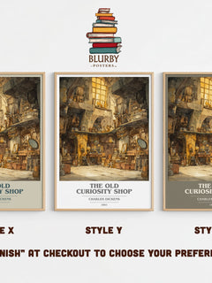 The Old Curiosity Shop Book Cover Poster by Charles Dickens – Style X, Y and Z side by side – choose your finish