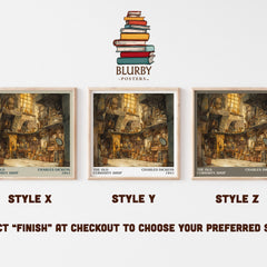 The Old Curiosity Shop Literary Art Print by Charles Dickens – Style X, Y and Z square prints side by side – choose your finish