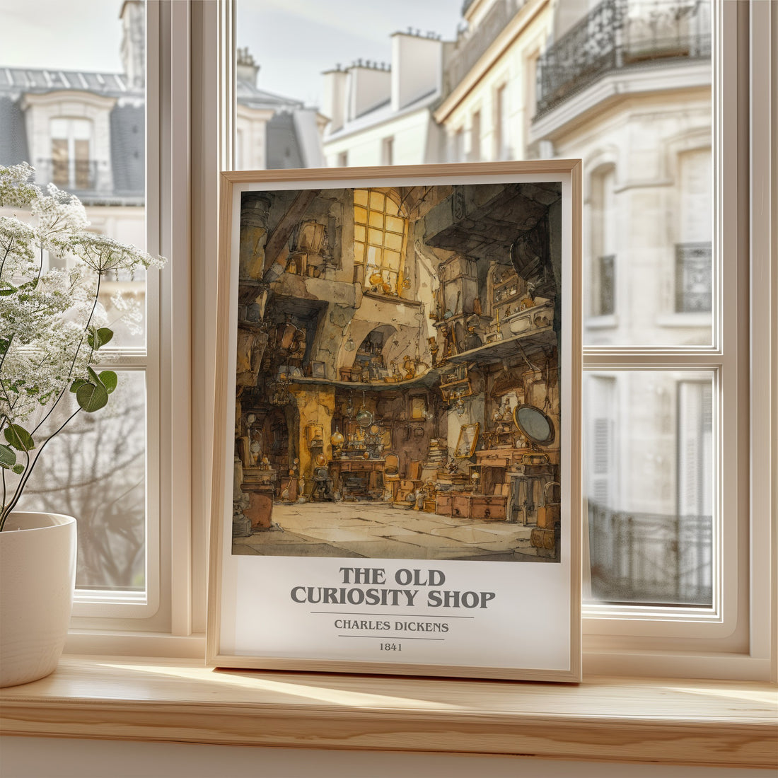 The Old Curiosity Shop Book Cover Poster by Charles Dickens – framed print by a bright window