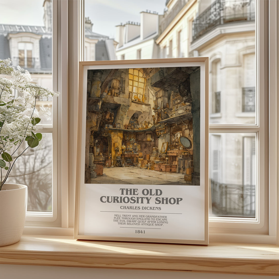 The Old Curiosity Shop Bookish Wall Art by Charles Dickens – framed print by a bright window