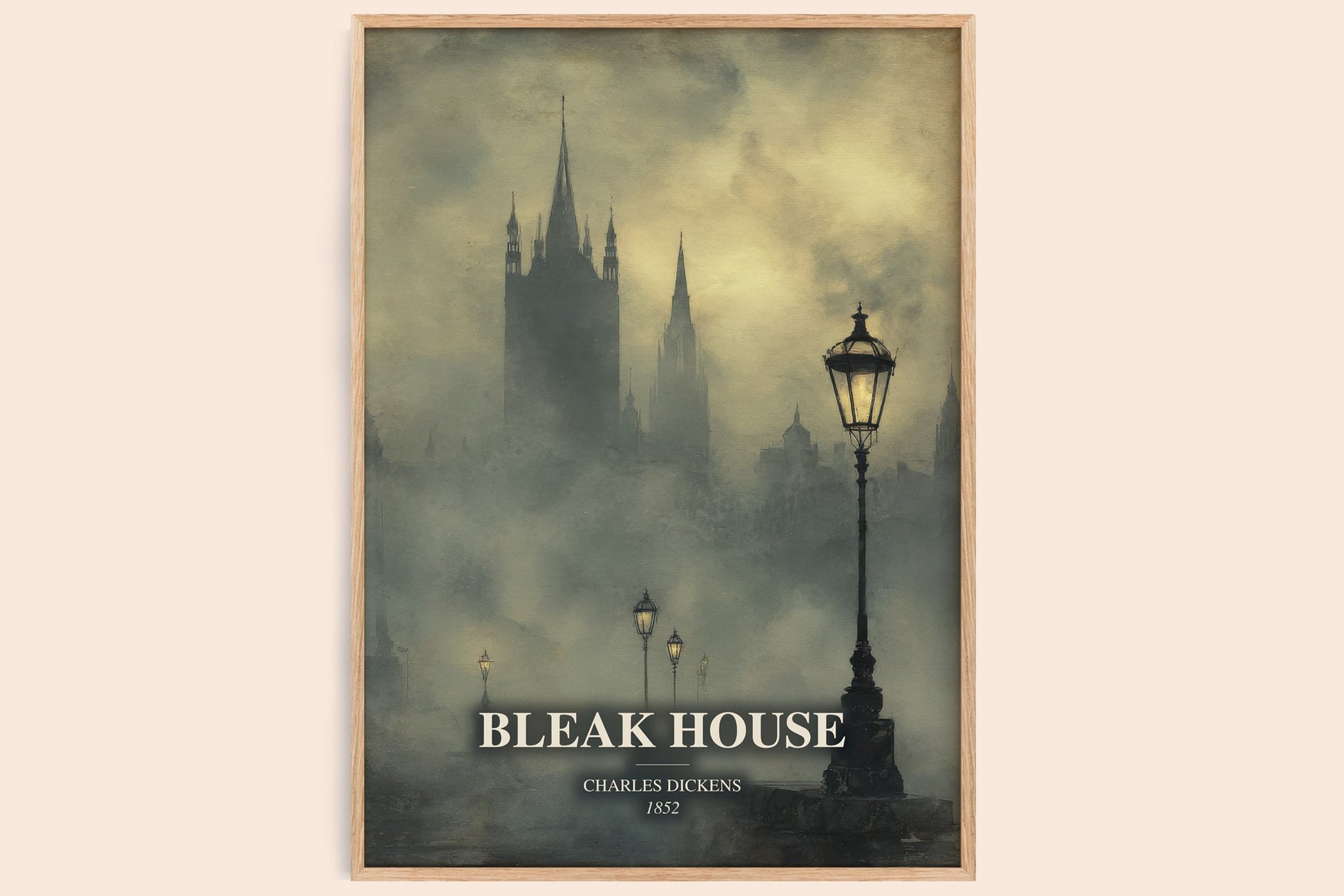 Bleak House watercolour book poster by Charles Dickens – framed literary art print