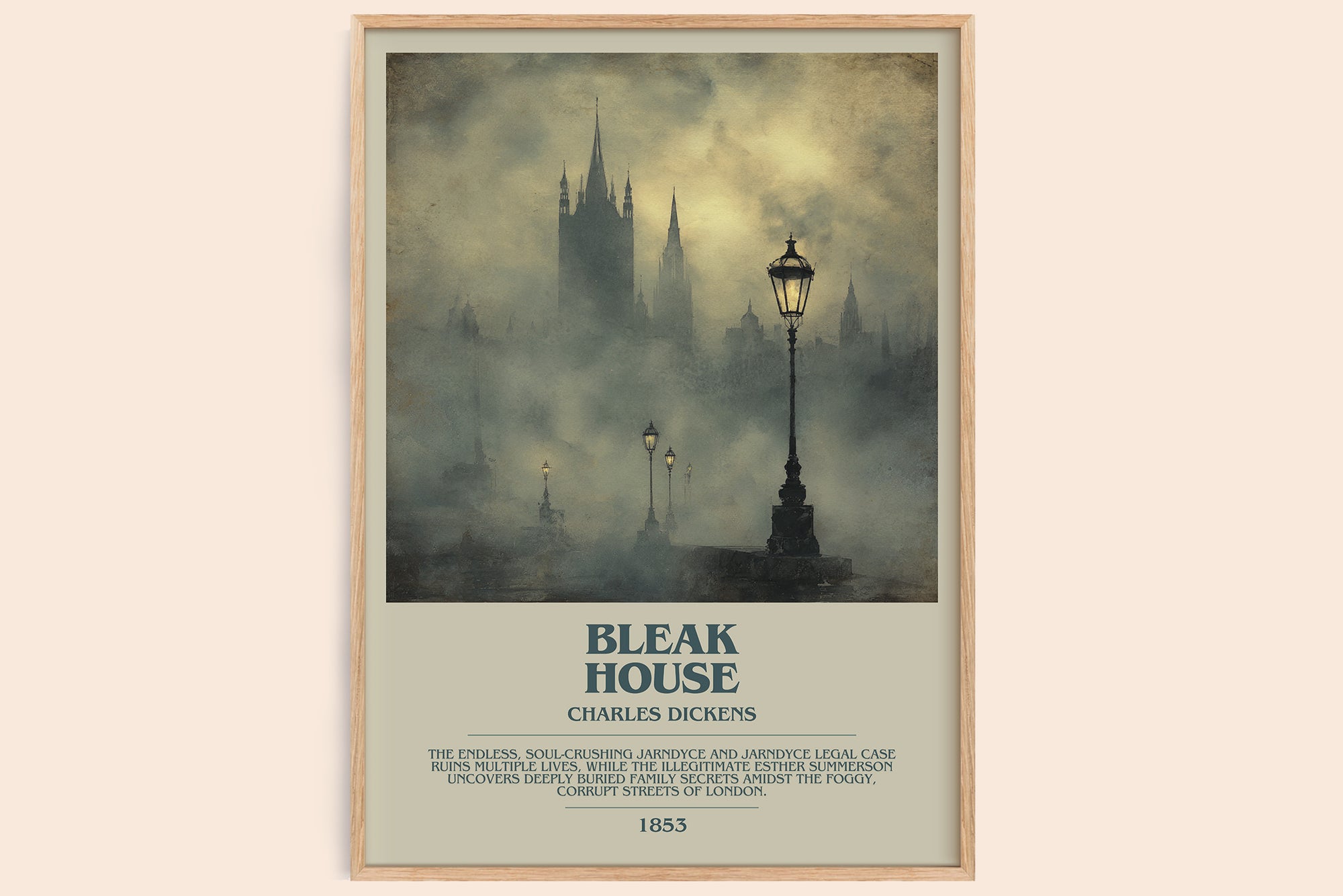 Bleak House bookish book poster by Charles Dickens – framed literary art print