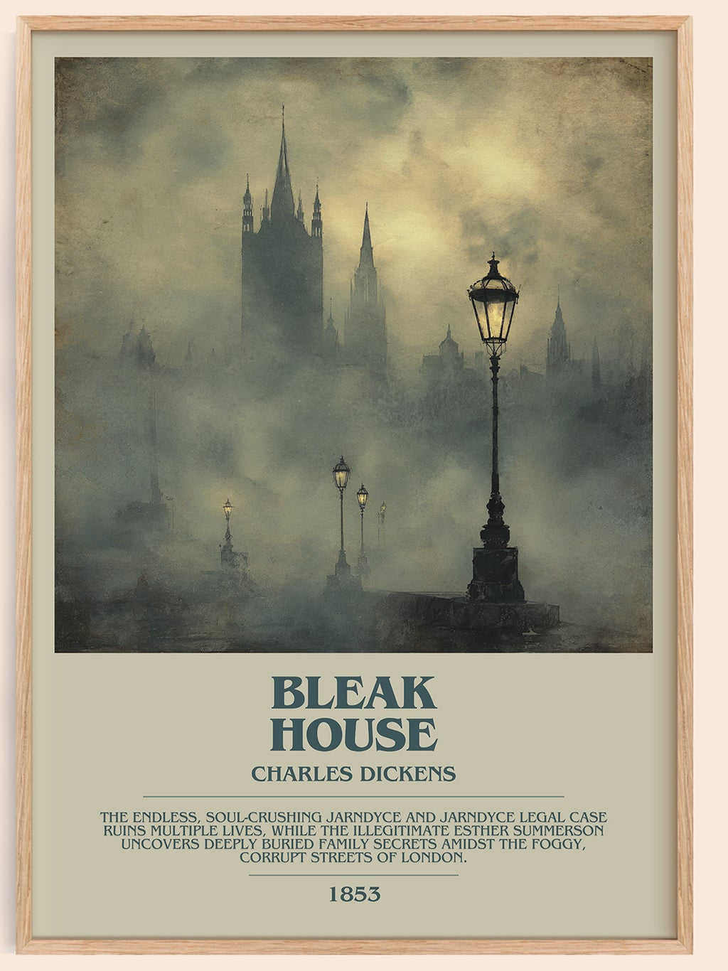 Bleak House bookish book poster by Charles Dickens – framed literary art print