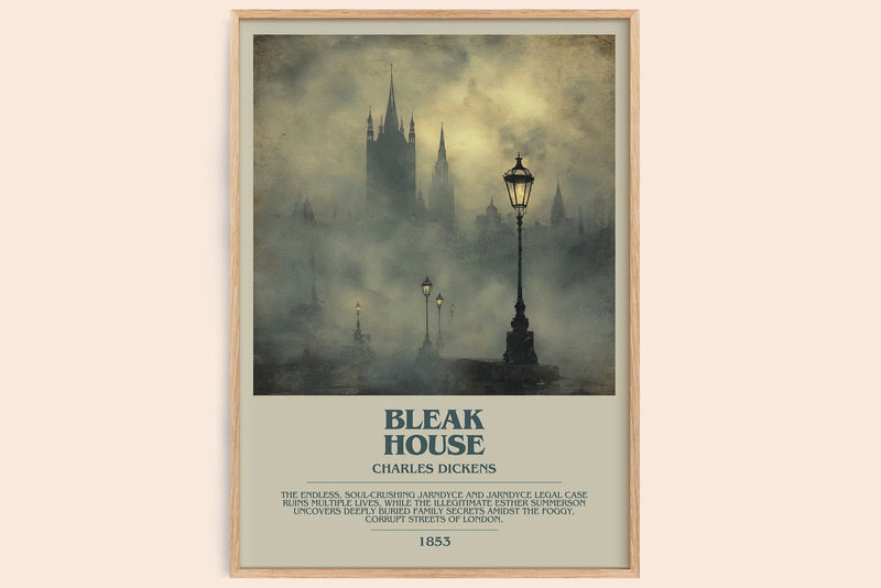 Bleak House bookish book poster by Charles Dickens – framed literary art print