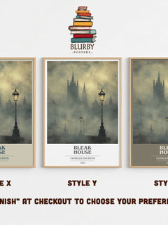 Bleak House Book Cover Poster by Charles Dickens – Style X, Y and Z side by side – choose your finish