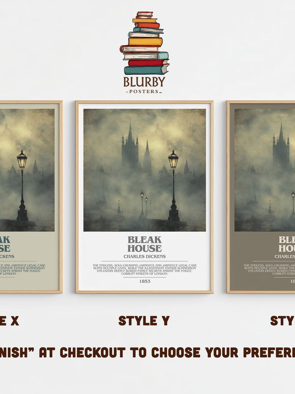 Bleak House bookish print in frame leaning in hallway – classic literature wall art