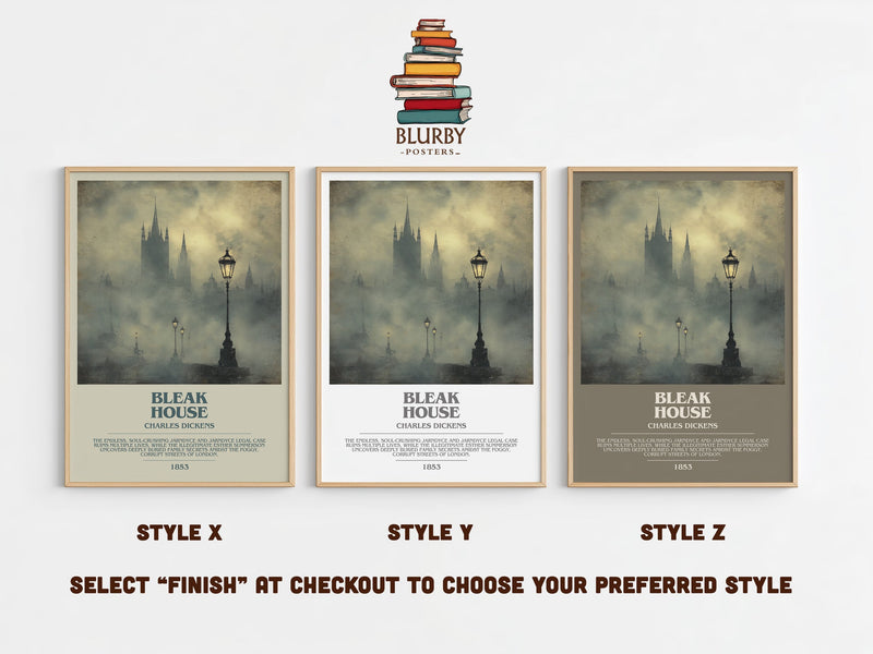 Bleak House bookish print in frame leaning in hallway – classic literature wall art
