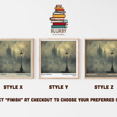 Bleak House Literary Art Print by Charles Dickens – Style X, Y and Z square prints side by side – choose your finish