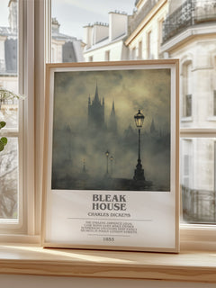 Bleak House Bookish Wall Art by Charles Dickens – framed print by a bright window