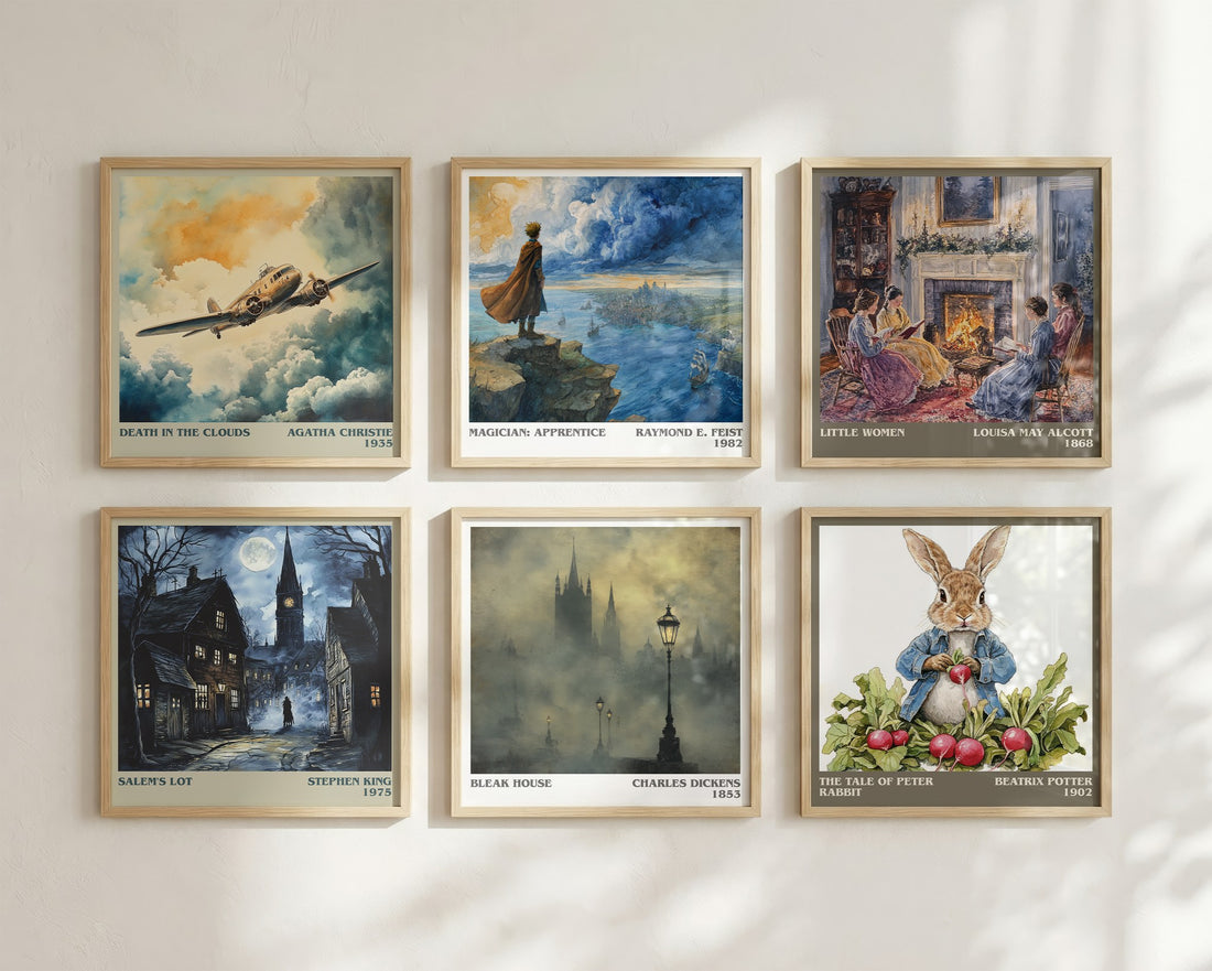 Bleak House Literary Art Print by Charles Dickens – square print in a six-frame gallery wall