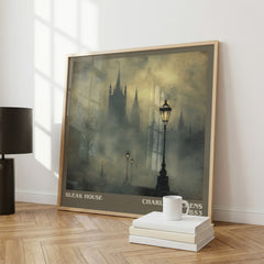 Bleak House Literary Art Print by Charles Dickens – large square framed print leaning against a wall