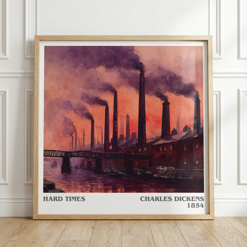 Hard Times literary print in frame leaning in hallway – classic literature wall art