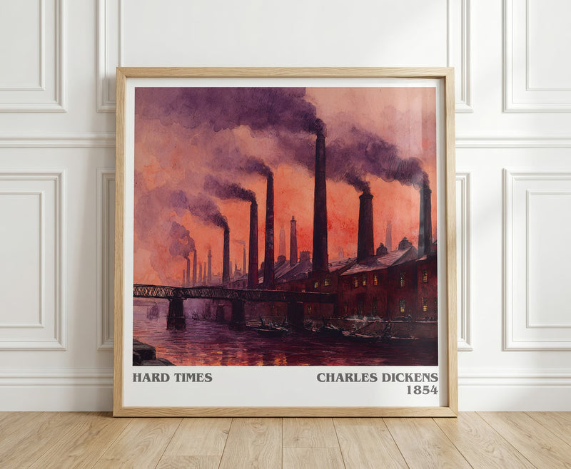 Hard Times literary print in frame leaning in hallway – classic literature wall art