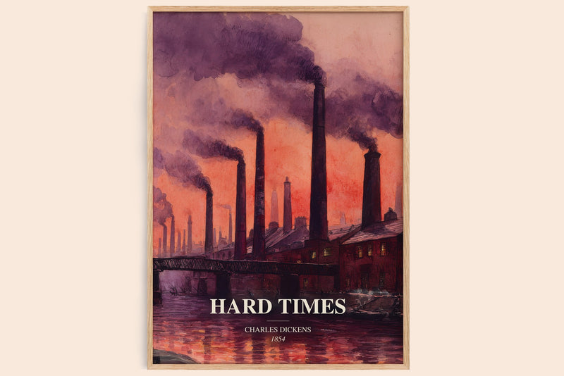 Hard Times watercolour book poster by Charles Dickens – framed literary art print
