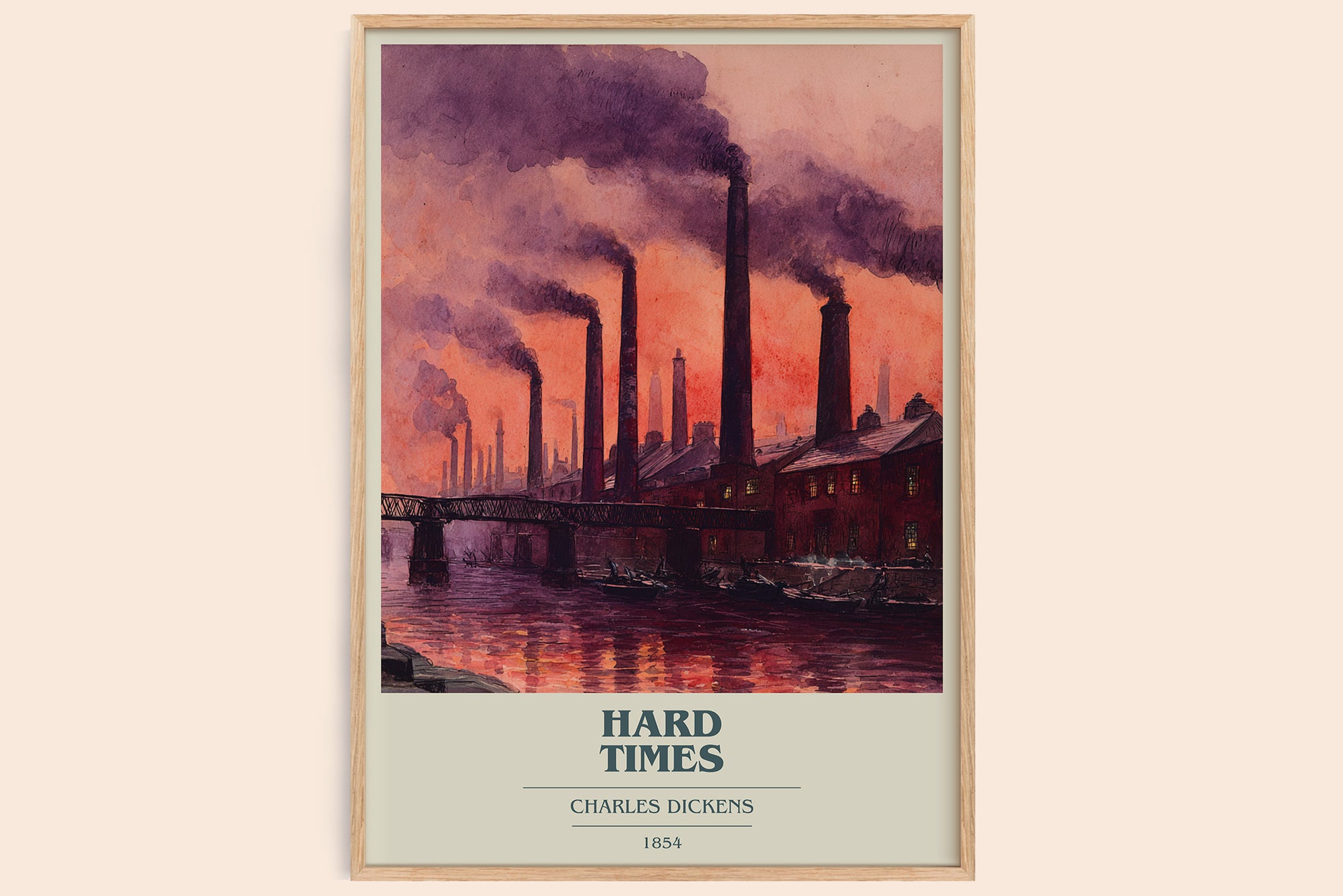 Hard Times book cover book poster by Charles Dickens – framed literary art print