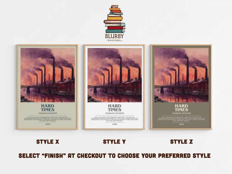 Hard Times bookish print in frame leaning in hallway – classic literature wall art