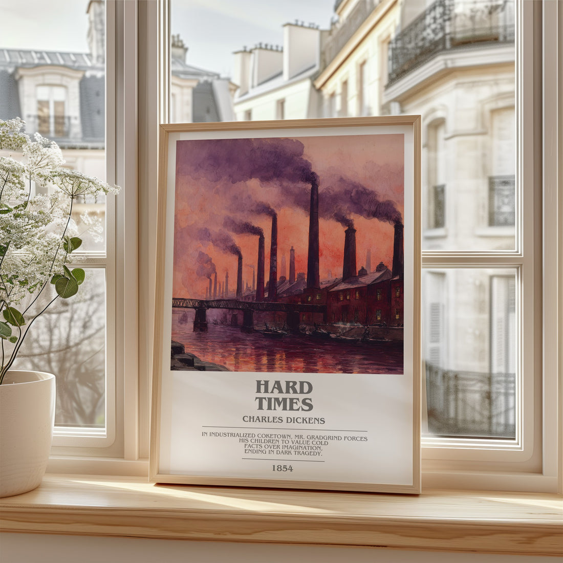 Hard Times Bookish Wall Art by Charles Dickens – framed print by a bright window