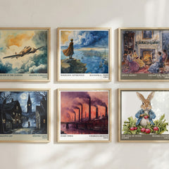 Hard Times Literary Art Print by Charles Dickens – square print in a six-frame gallery wall